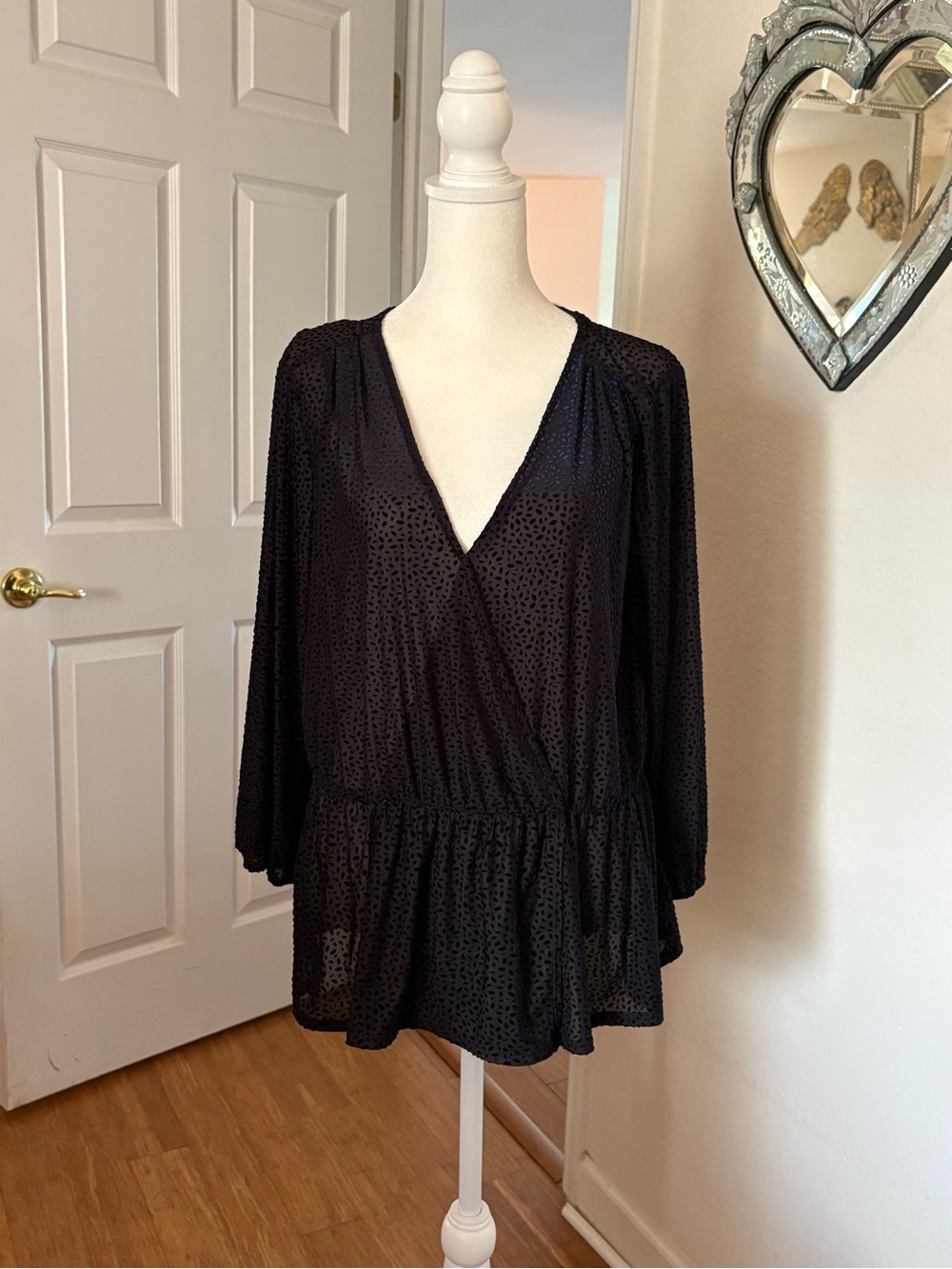 Halogen Women's Sapphire Blue V-Neck Peplum Blouse